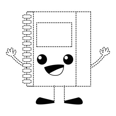 vektör çizim şekli mutlu defter nesne kawaii kolları ve bacakları ile noktalı