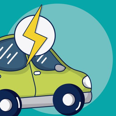 Electroc araba ile enerji simge vektör çizim grafik tasarım