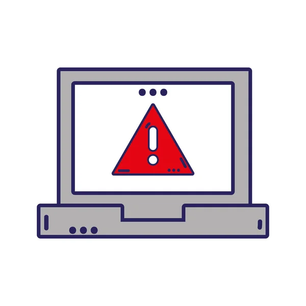 Alerta Emblema Precaución Dentro Tecnología Portátil Vector Ilustración — Vector de stock