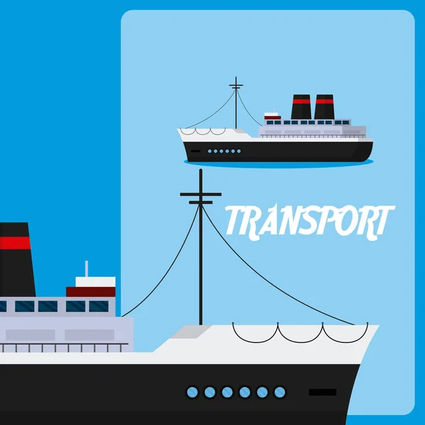 Freigther Ship Marítimo Internacional Transporte Vetor Ilustração Design Gráfico —  Vetores de Stock