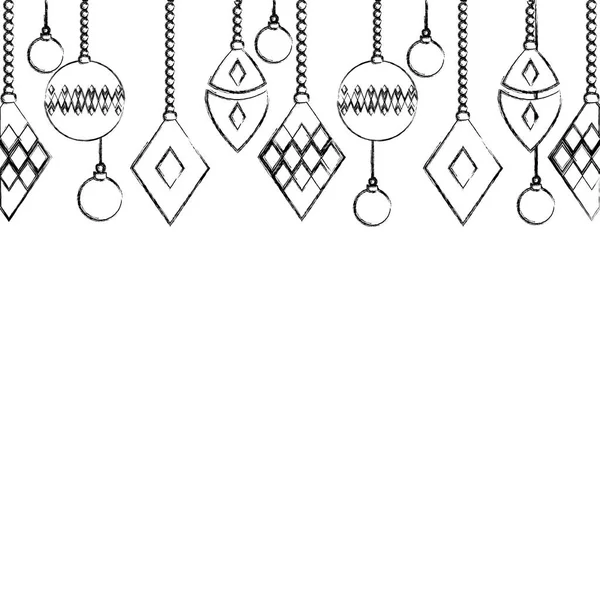 图不同的球悬挂装饰圣诞节矢量插图 — 图库矢量图片