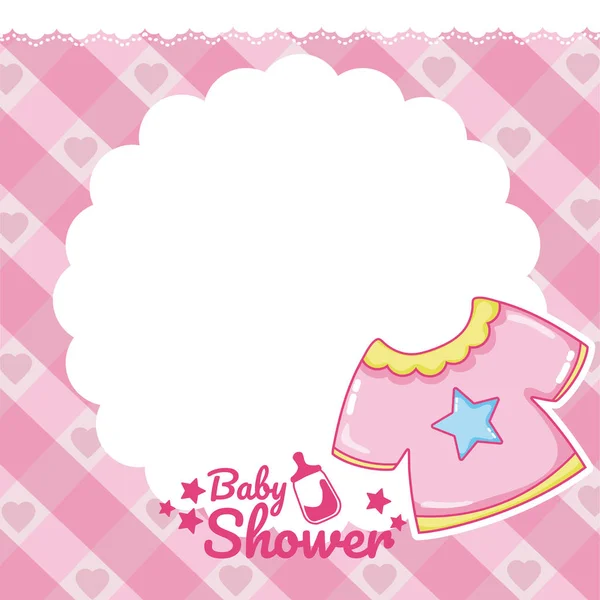 Baby Shower Tarjeta Rosa Con Espacio Blanco Nota Vector Ilustración — Archivo Imágenes Vectoriales