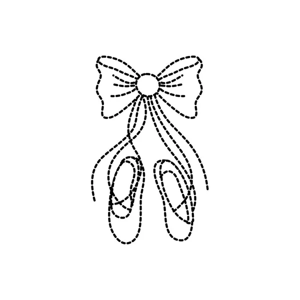 リボン弓ベクトル図で点線図形バレエ シューズ スタイル — ストックベクタ