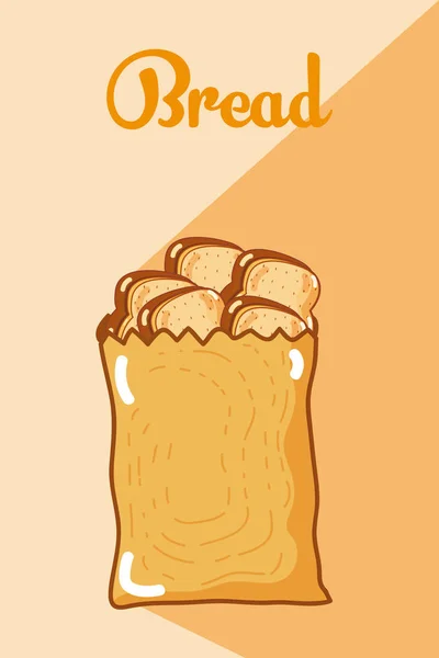 Chleby Sáčku Přes Barevné Pozadí Vektorové Ilustrace Grafický Design — Stockový vektor
