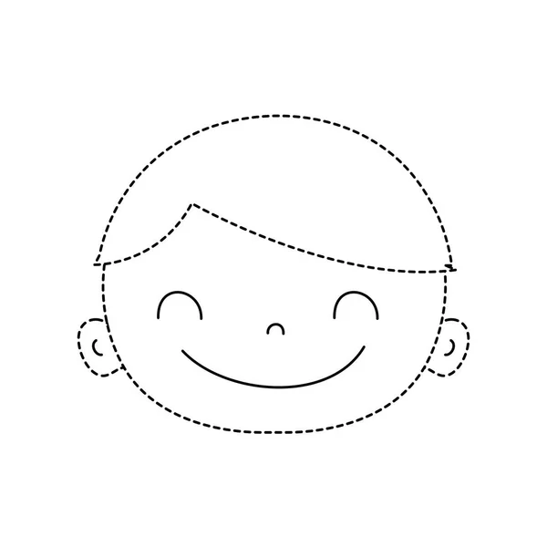 Forme Pointillée Heureux Avatar Garçon Visage Avec Illustration Vectorielle Cheveux — Image vectorielle