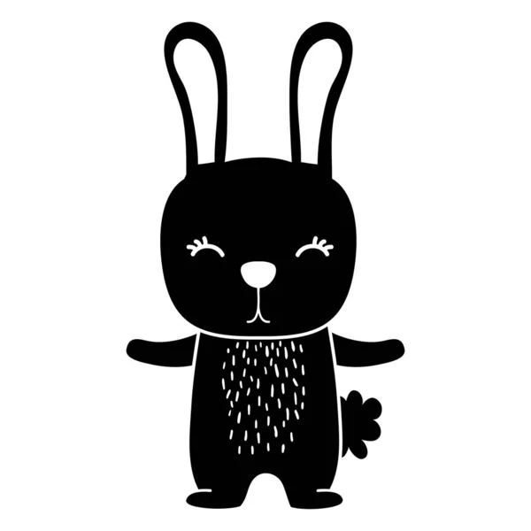 Silhouette Cute Rabbit Wild Animal Forest Vector Illustration — Stock Vector