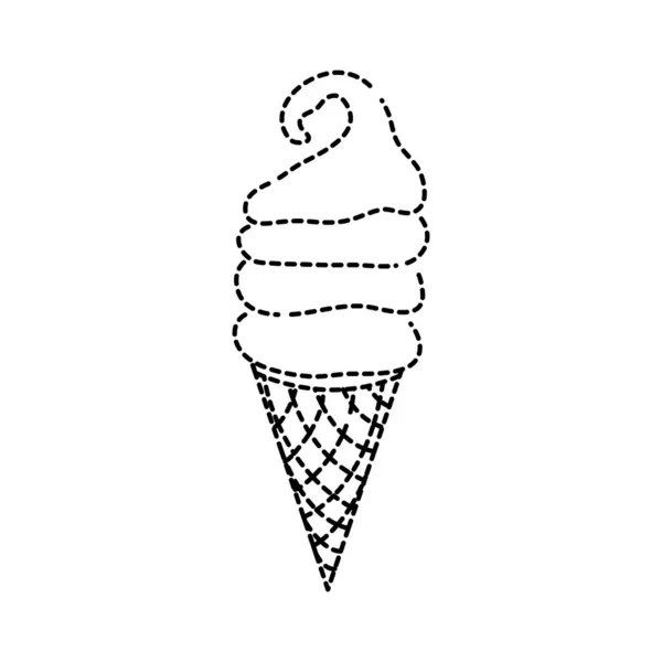 Dotted Shape Sweet Ice Cream Cornet Vector Illustration — Stock Vector