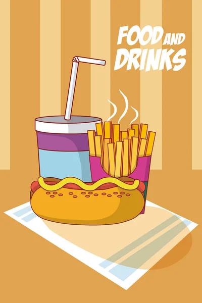 French Fries Soda Vector Illustration Graphic Design — Stock Vector