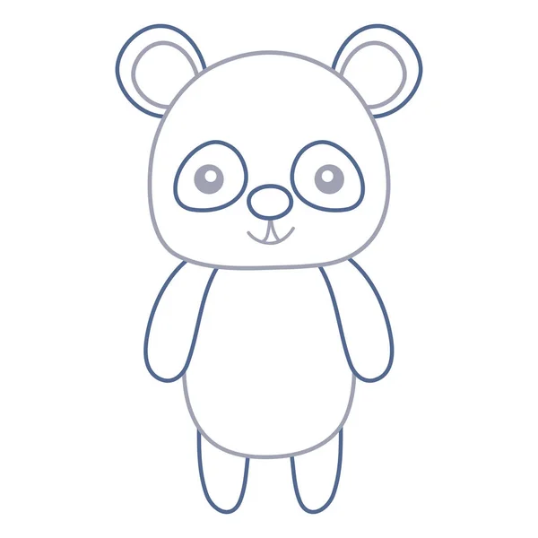Color Line Cute Happy Panda Wild Animal Vector Illustration — Stock Vector