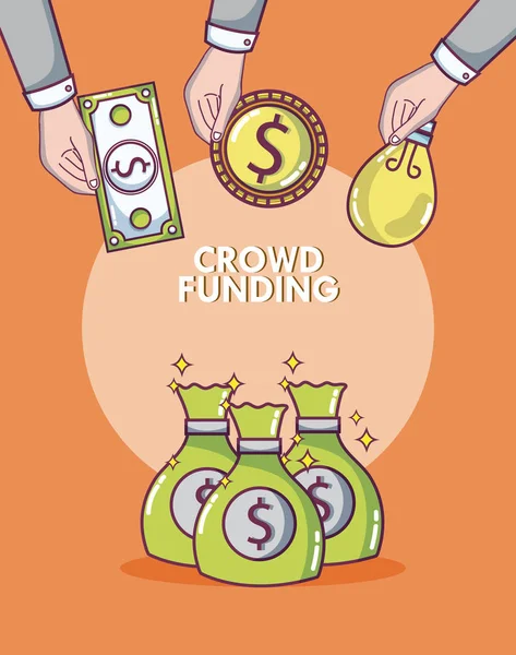 Crowdfunding Dary Investiční Koncepci Vektorové Ilustrace Grafický Design — Stockový vektor