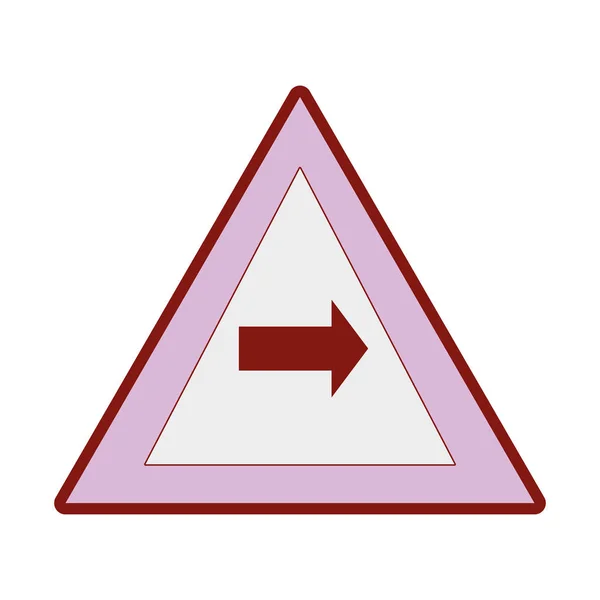 Line Färg Triangel Varningsanvisningar Med Sväng Höger Skylt Vektor Illustration — Stock vektor