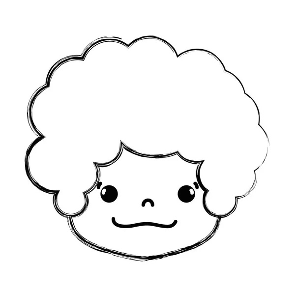 Фігура Хлопчик Голова Кучерявим Волоссям Щасливим Обличчям Векторні Ілюстрації — стоковий вектор