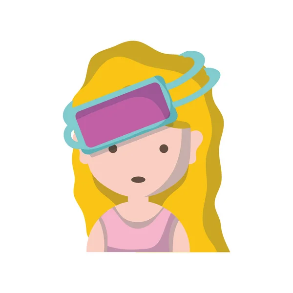 髪型やビデオゲームのベクトル図の メガネの女の子 — ストックベクタ