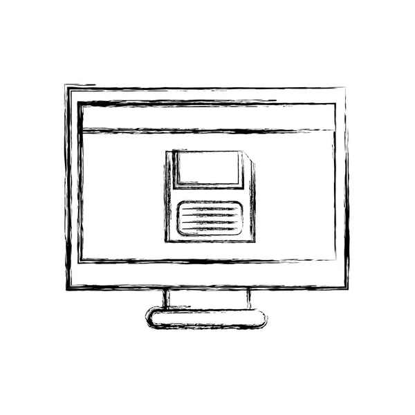 Figura Tecnologia Computador Com Tela Disquete Ilustração Vetor Informações — Vetor de Stock