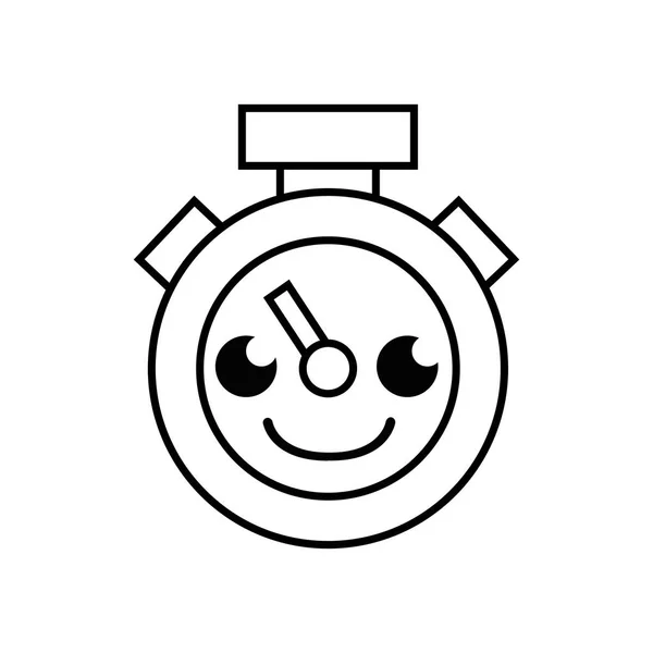 Line Happy Cute Chronometer Object Kawaii Vector Illustration — Stock Vector
