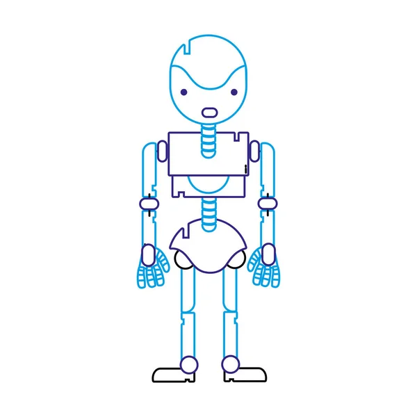 彩色线机器人机与技术体设计矢量插图 — 图库矢量图片