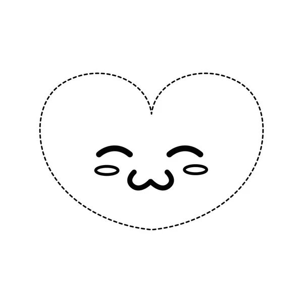 Forma Punteggiata Cuore Carino Kawaii Personaggio Disegno Vettoriale Illustrazione — Vettoriale Stock