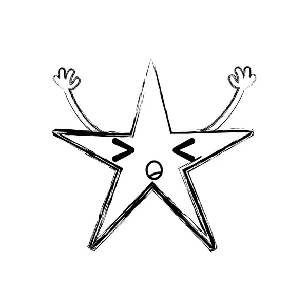 Figur Sover Skinande Stjärna Kawaii Med Armar Vektorillustration — Stock vektor
