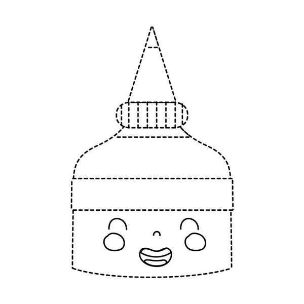 点状的形状卡瓦伊可爱的微笑胶水瓶矢量插图 — 图库矢量图片