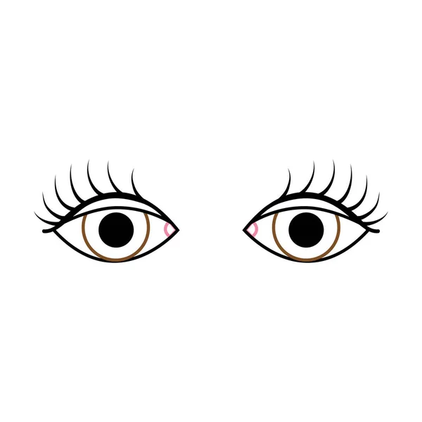 Línea Color Visión Ojos Con Pestañas Estilo Diseño Vector Ilustración — Archivo Imágenes Vectoriales