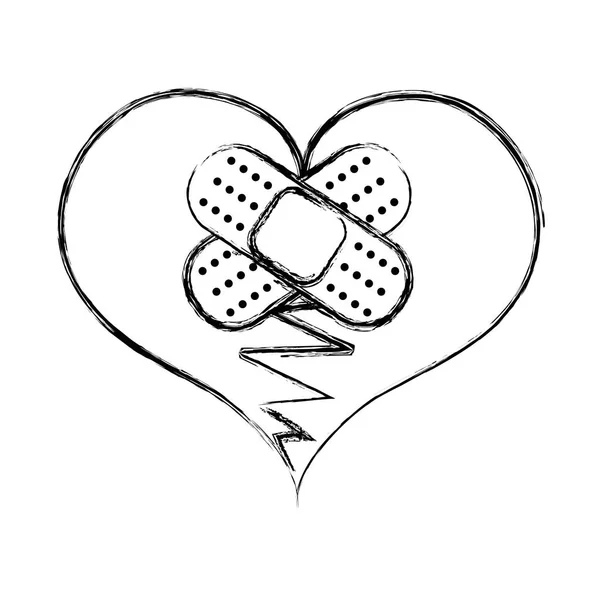 Figura Corazón Amor Roto Con Ayuda Banda Vector Ilustración — Vector de stock
