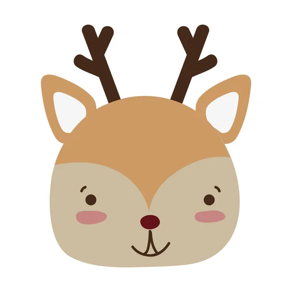 Colorful Happy Deer Head Wild Animal Vector Illustration — Stock Vector