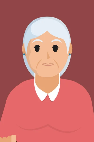 Nonna Profilo Cartone Animato Vettore Illustrazione Grafica — Vettoriale Stock