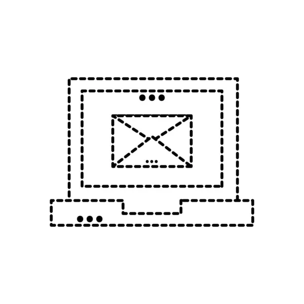 Forma Pontilhada Mail Mensagem Texto Dentro Laptop Tecnologia Vetor Ilustração —  Vetores de Stock