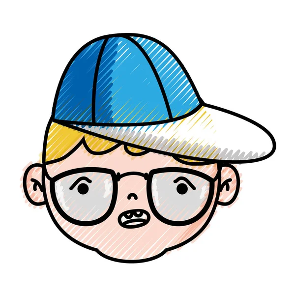 Geriebener Avatar Junge Kopf Mit Frisur Design Vektor Illustration — Stockvektor