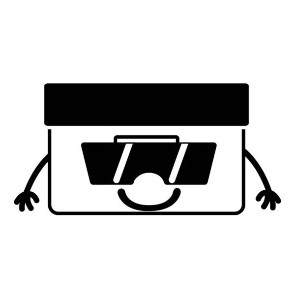 Obrysový Happy Boxem Archiv Kawaii Sluneční Brýle Vektorové Ilustrace — Stockový vektor