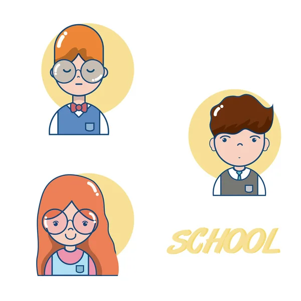 Escuela Profesores Estudiantes Dibujos Animados Vector Ilustración Diseño Gráfico — Vector de stock