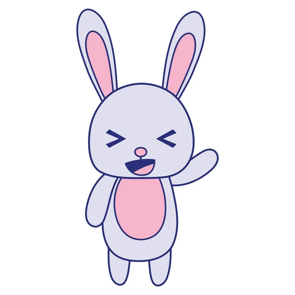 Pleine Couleur Mignon Joyeux Lapin Animal Sauvage Vecteur Illustration — Image vectorielle