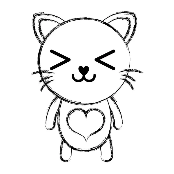 Figura Gato Feliz Bonito Felino Animal Vetor Ilustração — Vetor de Stock