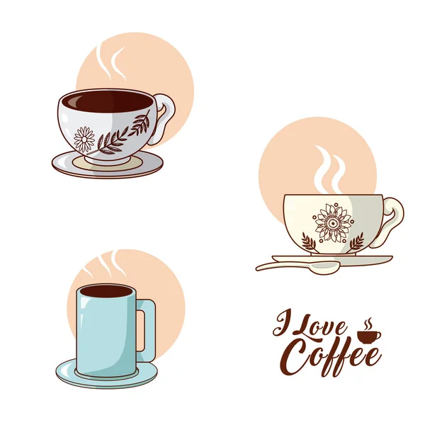 Люблю Векторный Графический Дизайн Коллекционирования Кофе — стоковый вектор