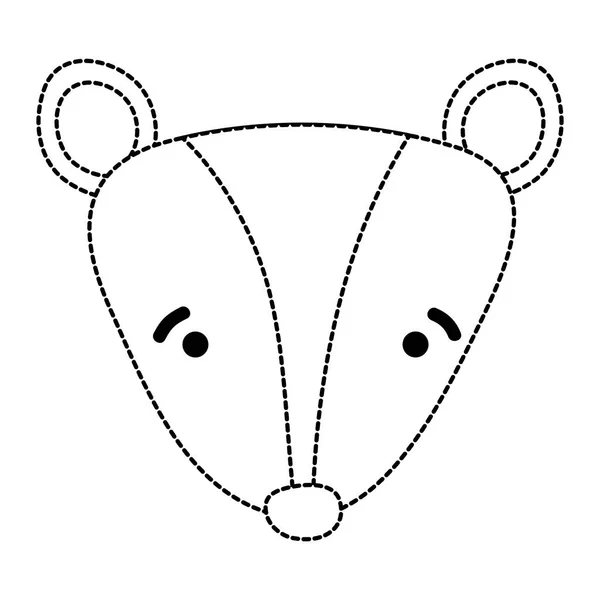 点線図形悲しいスカンク頭の野生動物のベクトル図 — ストックベクタ