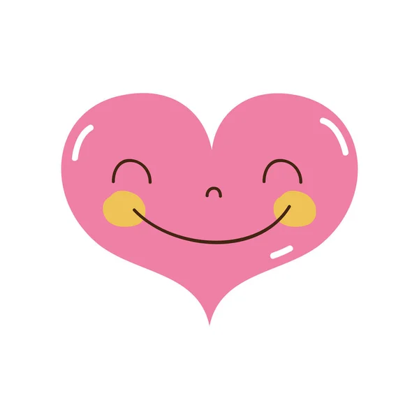 Colorido Corazón Feliz Kawaii Con Expresión Facial Vector Ilustración — Archivo Imágenes Vectoriales