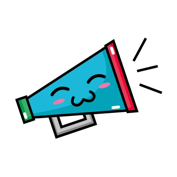 Inschrijving Cute Megaphone Object Kawaii Vectorillustratie — Stockvector