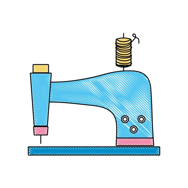 Geriebene Nähmaschine Modeindustrie Ausrüstung Vektor Illustration — Stockvektor