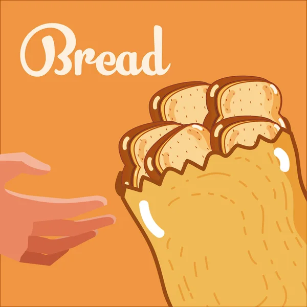 手抓美味的面包内袋矢量插图图形设计 — 图库矢量图片