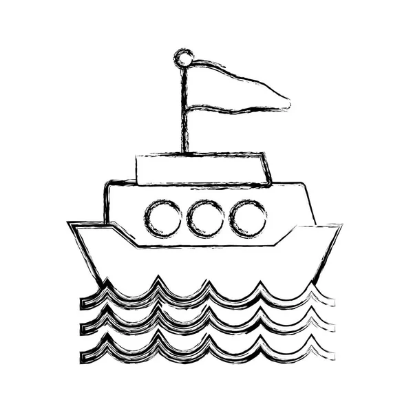 Figure Ship Transportation Flag Design Waves Vector Illustration — Stock Vector