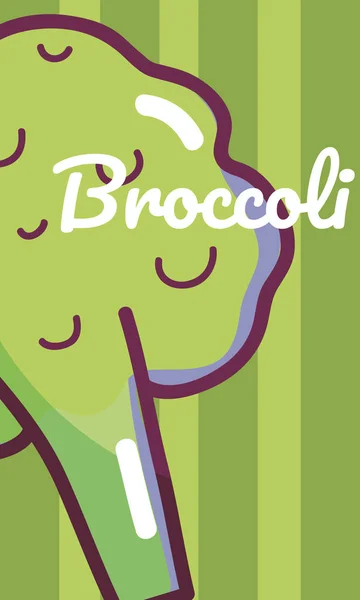 Broccoli Plantaardige Cartoon Kleurrijke Gestreepte Achtergrond Vector Illustratie Grafisch Ontwerp — Stockvector