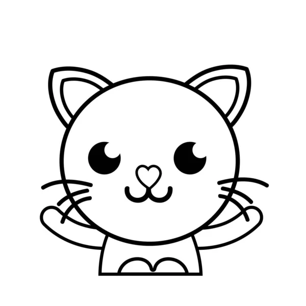 Line Smile Cat Adorable Feline Animal Vector Illustration — Stock Vector