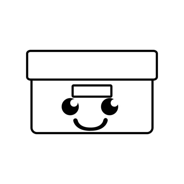 Line Smile Box Archive Kawaii Cartoon Vector Illustration — Stock Vector