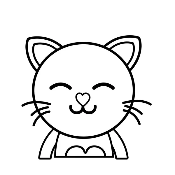 Ligne Chat Endormi Adorable Animal Félin Vecteur Illustration — Image vectorielle