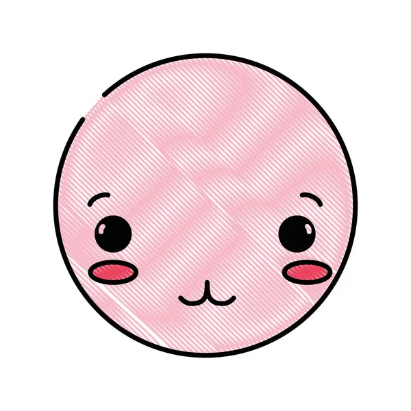 Tête Kawaii Râpée Avec Illustration Vectorielle Visage Tendre Mignon — Image vectorielle