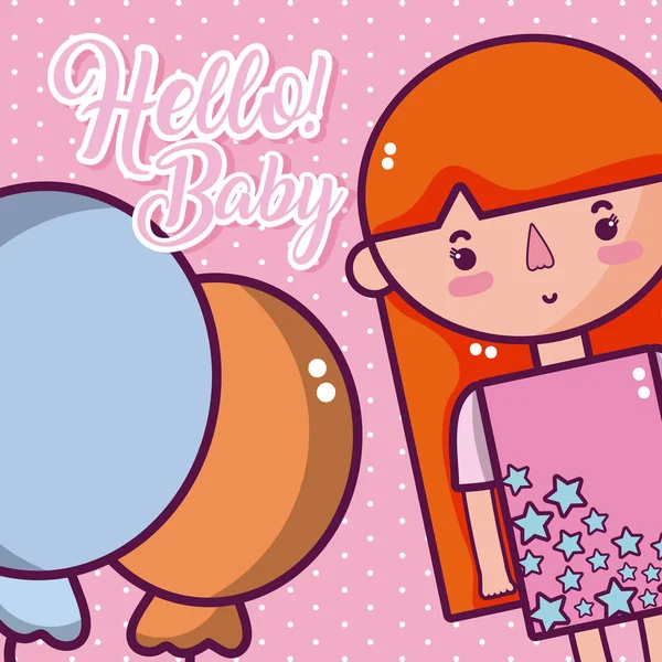 Hallo Baby Niedlich Und Zart Cartoons Karte Vektor Illustration Grafik — Stockvektor