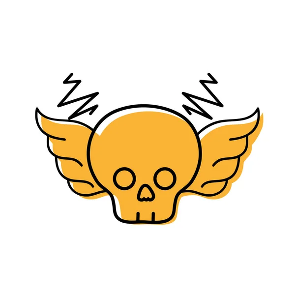 Color Skull Wings Rock Art Symbol Vector Illustration — Stock Vector
