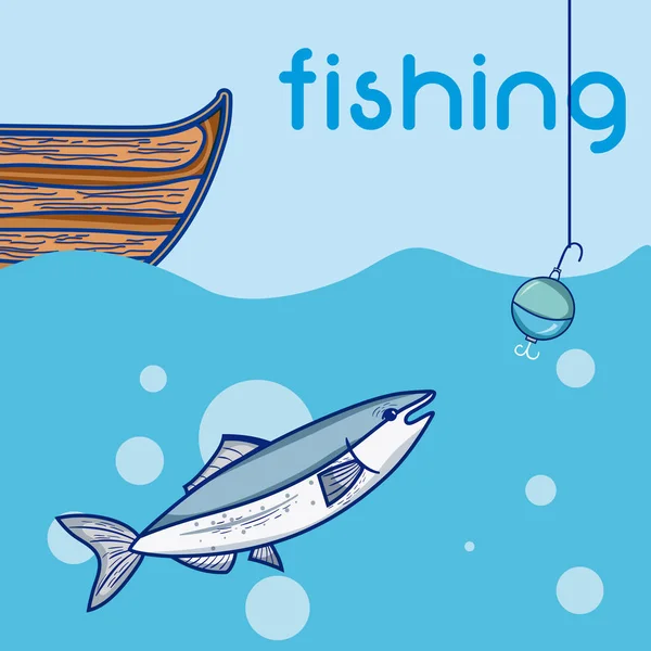 Pesca Barca Con Gancio Vettoriale Illustrazione Grafica — Vettoriale Stock