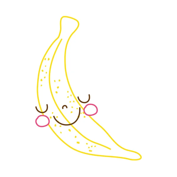 Χρώμα Γραμμής Μπανάνα Ευτυχισμένο Φρούτα Διαγωνισμού Kawaii Εικονογράφηση Διάνυσμα — Διανυσματικό Αρχείο