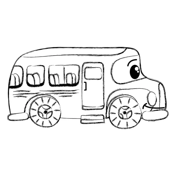 Grunge Kawaii Feliz Autobús Escolar Transporte Vector Ilustración — Vector de stock